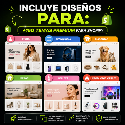 Pack Premium +150 Temas Shopify Profesionales | Tiendas de Alta Conversión