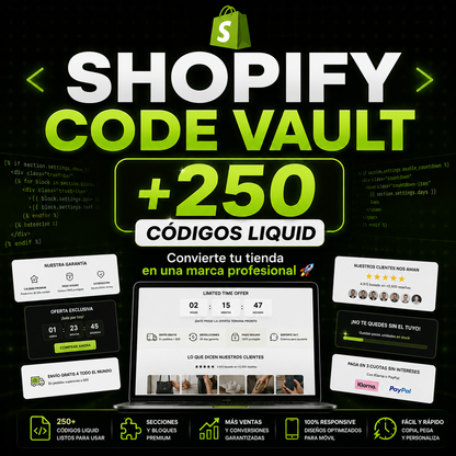 Shopify Code Vault™ | +250 Códigos Liquid Premium para Crear Tiendas Profesionales