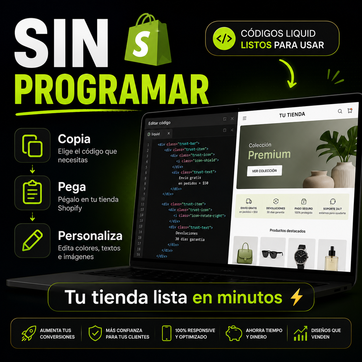 Shopify Code Vault™ | +250 Códigos Liquid Premium para Crear Tiendas Profesionales